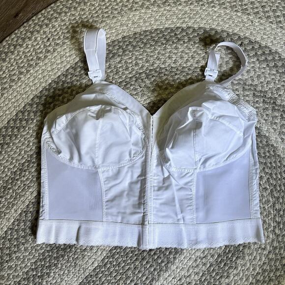 Exquisite Form Women’s Fully Front Longline Tummy Bra Size 48DD White Color - Picture 4 of 9